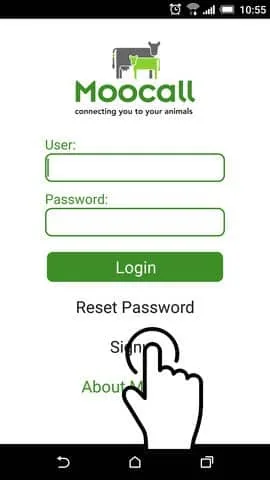 Tapping Signup on the login screen